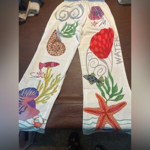 Colorful Sea Life Print Pants